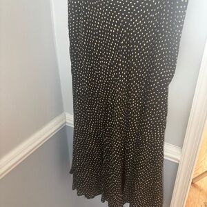 Jones New York Black Midi Skirt with Beige Dot Print Size 14
